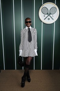 LONDON, ENGLAND - JULY 13: Cynthia Erivo, wearing Ralph Lauren, attends the Ralph Lauren Suite during The Championships, Wimbledon at All England Lawn Tennis and Croquet Club on July 13, 2025 in London, England. (Photo by Darren Gerrish/WireImage Getty Images for Ralph Lauren)