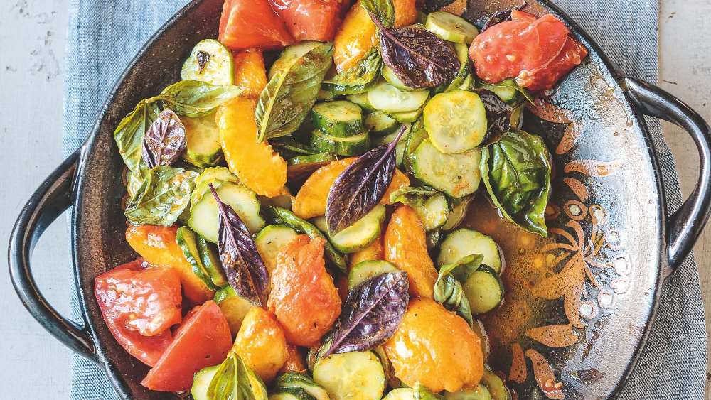 Curried Tomatoes and Peaches, from "The Cook's Garden" by Kevin West.
