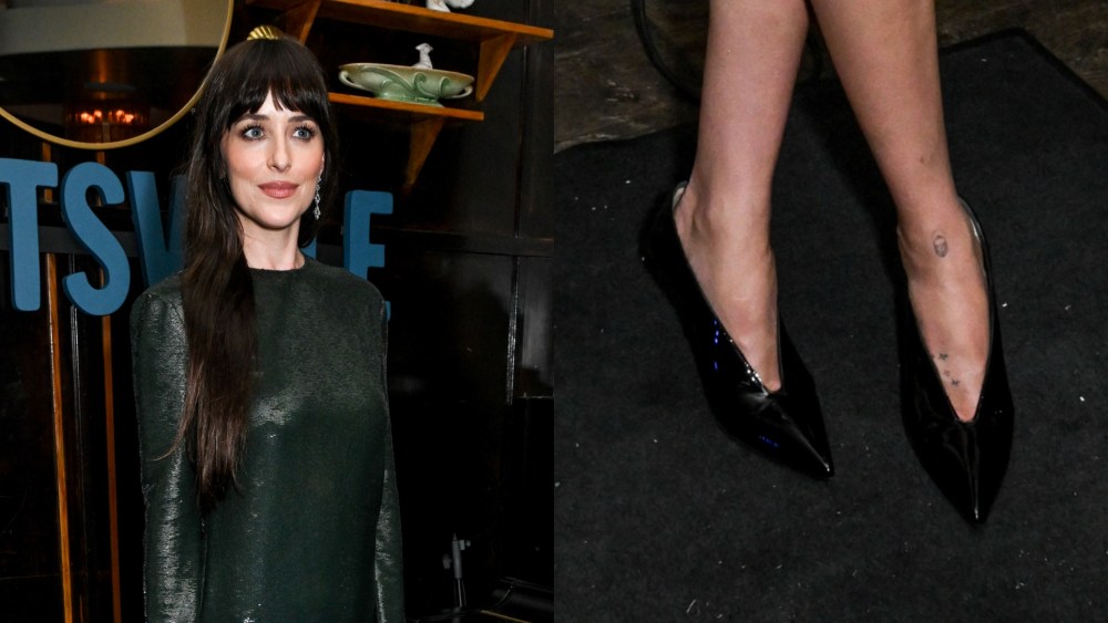 Dakota Johnson wearing a Gucci dress and pumps at the 'Splitsville' after party held at Delilah on Aug. 19, 2025 in Los Angeles.