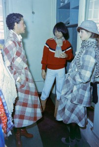 Takada (center) with models in his fall 1973 collection.