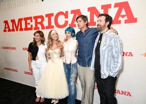 Alex Saks, Sydney Sweeney, Halsey, Simon Rex, Tony Tost at Lionsgate’s "Americana" Los Angeles Special Screening held at Desert 5 Spot on August 03, 2025 in Los Angeles, California.