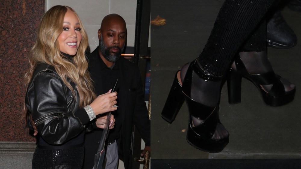 Mariah Carey wearing black platform sandals in London Aug. 11, 2025.