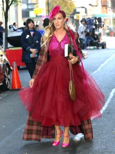 NEW YORK, NY - OCTOBER 22: Sarah Jessica Parker is seen on the set of "And Just Like That" on October 22, 2024 in New York City.  (Photo by Jose Perez/Bauer-Griffin/GC Images)