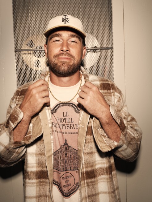 Travis Kelce in a look from his new collection with American Eagle.