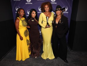NASHVILLE, TENNESSEE - AUGUST 20: (L-R) Miko Marks, K Michelle, ACM Lift Every Voice Award winner Rissi Palmer, and Madeline Edwards attend the 18th Academy Of Country Music Honors at The Pinnacle on August 20, 2025 in Nashville, Tennessee. (Photo by Terry Wyatt/Getty Images for ACM)