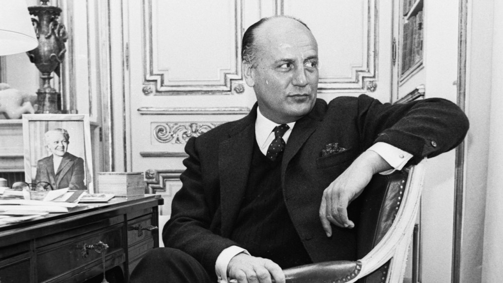 French fashion designer Pierre Balmain in his Parisian fashion house on April 5th 1965.