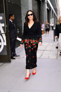 NEW YORK, NEW YORK - AUGUST 04: Catherine Zeta-Jones is seen in midtown on August 04, 2025 in New York City. (Photo by Raymond Hall/GC Images)