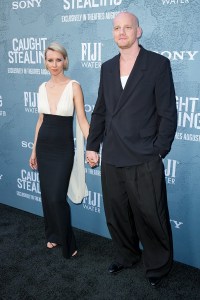 Vilma Kutaviciute, Yuri Kolokolnikov at the Columbia Pictures "Caught Stealing" New York Premiere held at Regal Union Square on August 26, 2025 in New York, New York.