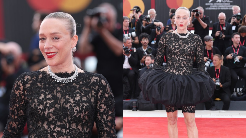 Chloë Sevigny in Saint Laurent at the "After the Hunt" red carpet during the 82nd Venice International Film Festival on Aug. 29, 2025 in Venice.