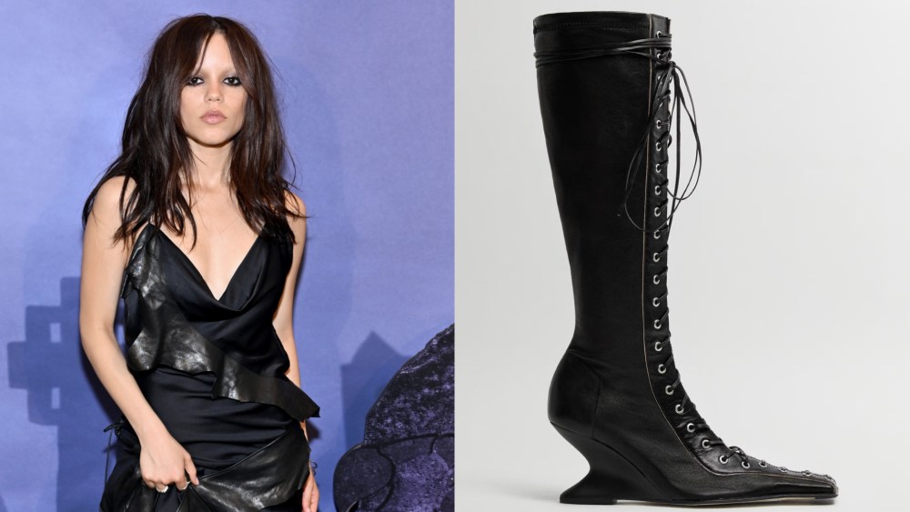 Jenna Ortega wears Miista boots to 'Wednesday' S2 NY Fan Screening at Paris Theater on Tuesday in New York City.