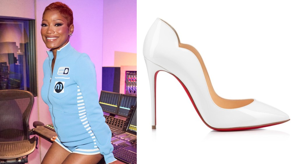 Keke Palmer wearing Christian Louboutin Hot Chick pumps.