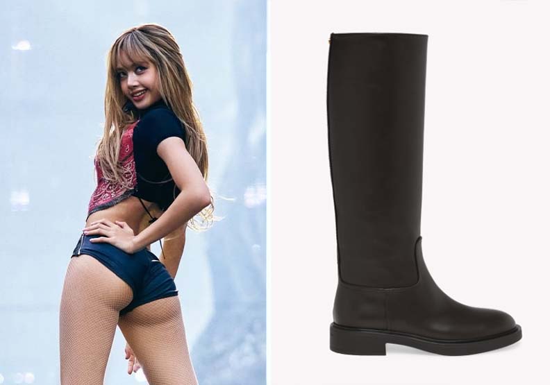 Blackpink's Lisa performs during. the Deadline Tour in Gianvito Rossi Ascott boots.