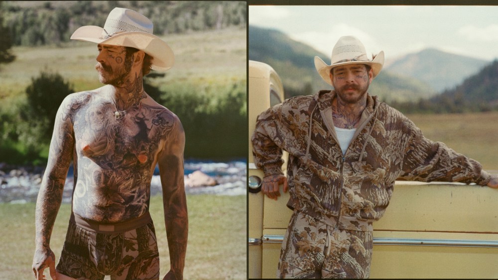Post Malone wears Skims' heavyweight fleece fabrication in new campaign.
