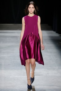 A model on the runway at Narciso Rodriguez's fall 2013 show at Sir Stage 37.
