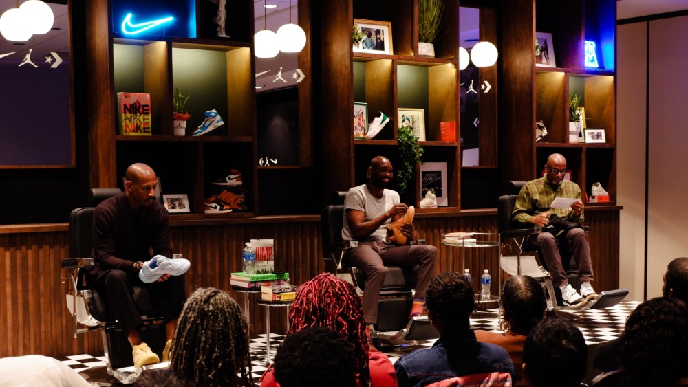 Brodrick Foster, Adrian Stelly and Dr. D'Wayne Edwards at the Black Footwear Forum in Detroit on Sept. 20, 2025.