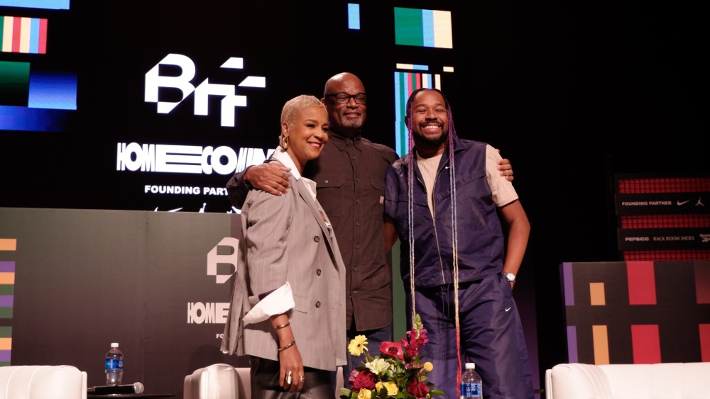 Brandice Daniel, Dr. D'Wayne Edwards and Jarvis Sam at the Black Footwear Forum on Sept. 19, 2025.
