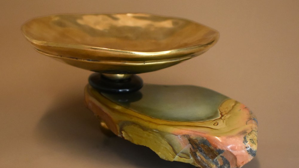 anna sheffield bronze and jasper dish