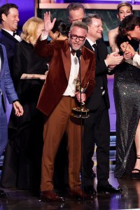 Seth Rogen accepts the Emmy award for Outstanding Comedy Series for "The Studio" at the 77th Primetime Emmy Awards.