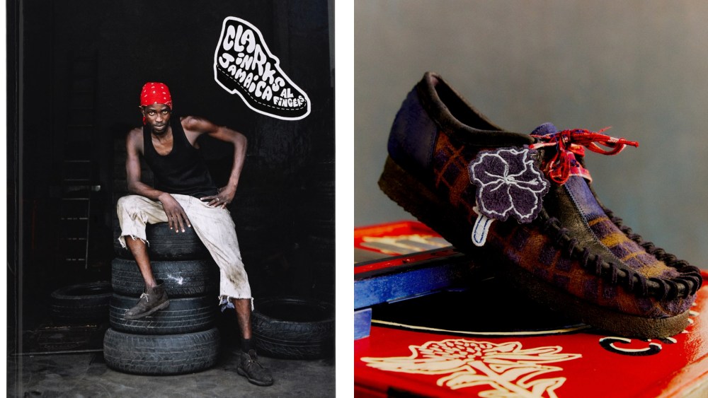 Left: The cover of the book 'Clarks in Jamaica' by Al 'Fingers' Newman.
Right: Collaboration between Clarks and Nicholas Daley.
