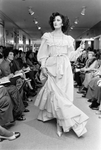 Model Carla Araque. Collection presented to buyers and the press inside of Oscar de la Renta's New York City showroom.