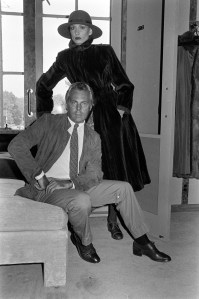 Designer Giorgio Armani and his first fur collection, exclusive to Bergdorf Goodman and Neiman Marcus department stores. Furs are dyed and made in the United States.