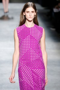 A model on the runway at Narciso Rodriguez's fall 2013 show at Sir Stage 37.