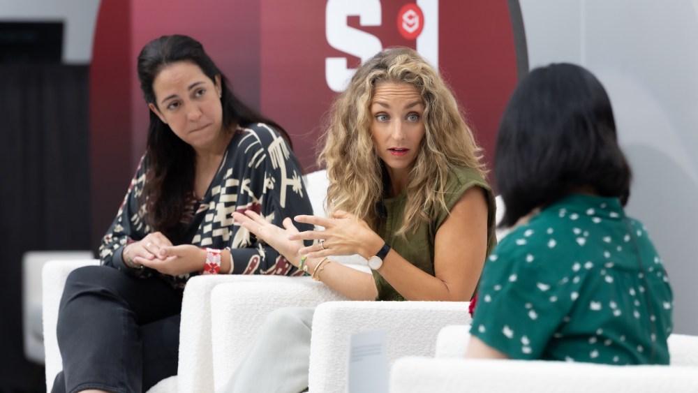 Veja’s Luciana Batista Pereira and Tara Gilson with Sourcing Journal’s Jasmin Malik Chua during SJ’s Fall Summit on Sept. 25 at the Tribeca Rooftop in New York City.