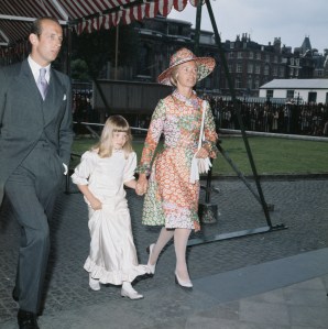 The Duke and Duchess of Kent with their daughter Lady Helen Windsor at a wedding, UK, circa 1972.  (Photo by Keystone/Hulton Archive/Getty Images)