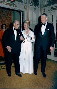 Katharine, Duchess of Kent (C), and Prince Edward, Duke of Kent (R) attend the premiere of "Young Winston" in New York City on October 10, 1972. (Photo by Nick Machalaba/WWD/Penske Media via Getty Images)