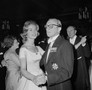 Katharine Worsley, Duchess of Kent, dancing with Lord Peter Carrington, First Lord of the Admiralty (1919 - 2028), at the Alexandra Ball at Grosvenor House in London on April 27th, 1961. (Photo by Evening Standard/Hulton Archive/Getty Images)