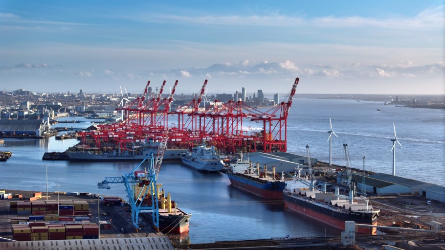 The Port of Liverpool, operated by the Mersey Docks and Harbour Company and owned by The Peel Group.
