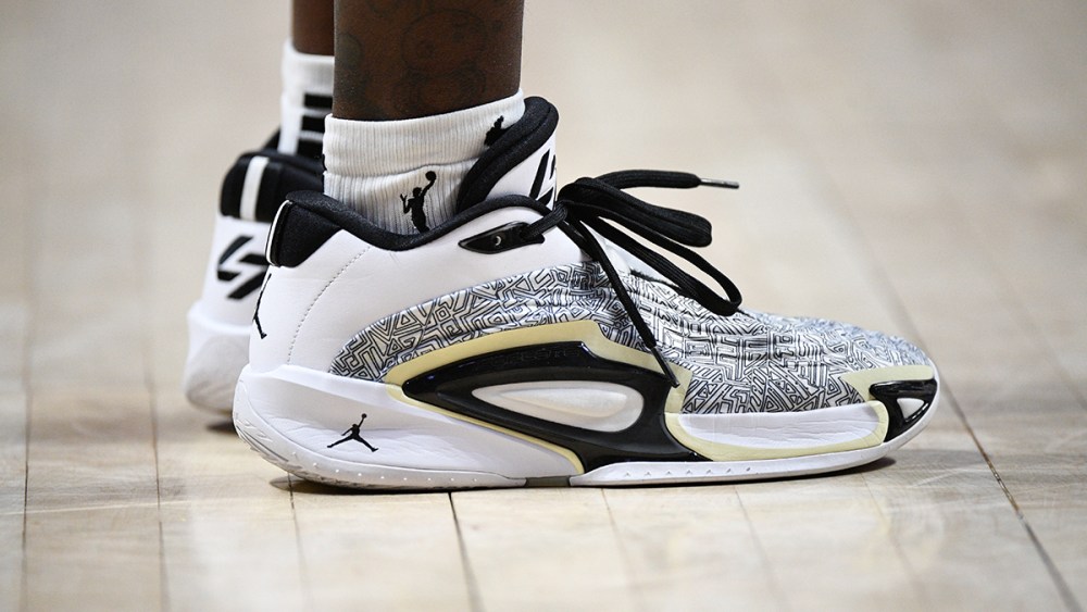UNCASVILLE, CT - SEPTEMBER 01: A close up view of the Jordan Brand shoes worn by Atlanta Dream guard Rhyne Howard (10) during a WNBA game between the Atlanta Dream and the Connecticut Sun on September 1, 2025, at Mohegan Sun Arena in Uncasville, CT. (Photo by Erica Denhoff/Icon Sportswire via Getty Images)