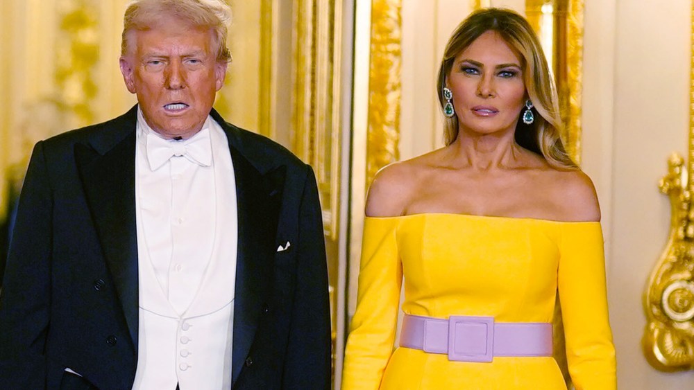 WINDSOR, ENGLAND - SEPTEMBER 17:  U.S. President Donald Trump and First Lady Melania Trump arrive for the State Banquet hosted by King Charles III and members of the Royal Family at Windsor Castle during the state visit by the President of the United States of America on September 17, 2025 in Windsor, England. President Trump is in England from Sept. 16-18 on his second UK state visit, with the previous one taking place in 2019 during his first presidential term.  (Photo by Aaron Chown-WPA Pool/Getty Images)