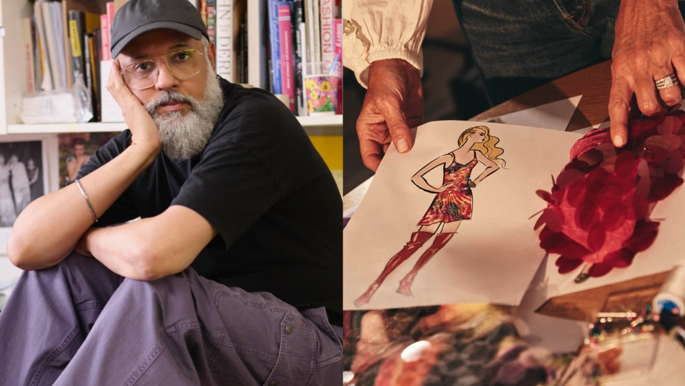 Ashish Gupta, and a sketch for a look for his Designers at Debenhams debut collection