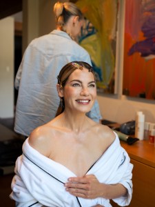 A look at Michelle Monaghan getting ready for the 2025 Emmy Awards.