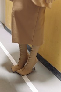 Backstage at the Mugler spring 2026 ready-to-wear show at Paris Fashion Week.