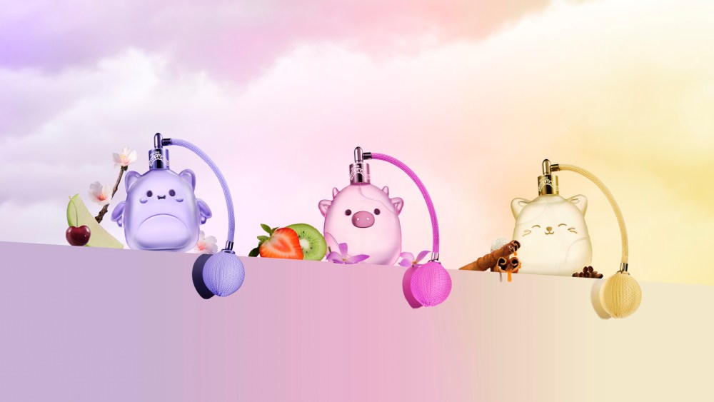 Squishmallows Fragrances in Moonlit Mist, Pink Possibilities and Whisked Away.