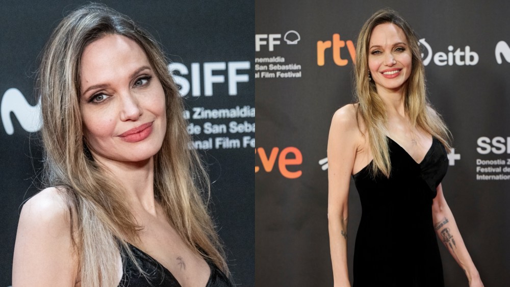 Angelina Jolie gives the little black dress a minimalist edge at the "Couture" red carpet premiere during the 73rd San Sebastian International Film Festival on Sept. 21, 2025 in San Sebastian, Spain.