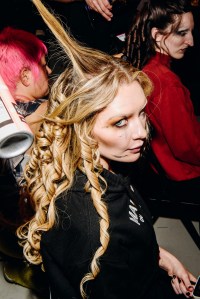 Backstage at the Elena Velez spring 2026 ready-to-wear show at New York Fashion Week.
