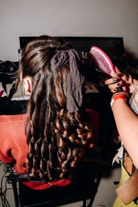 Backstage at the Elena Velez spring 2026 ready-to-wear show at New York Fashion Week.