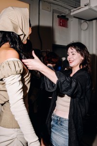 Backstage at the Elena Velez spring 2026 ready-to-wear show at New York Fashion Week.