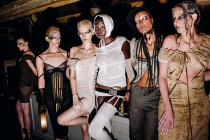 Backstage at the Elena Velez spring 2026 ready-to-wear show at New York Fashion Week.