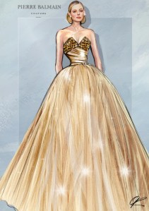 A sketch of Elle Fanning’s  dress for the 82nd Annual Golden Globes.