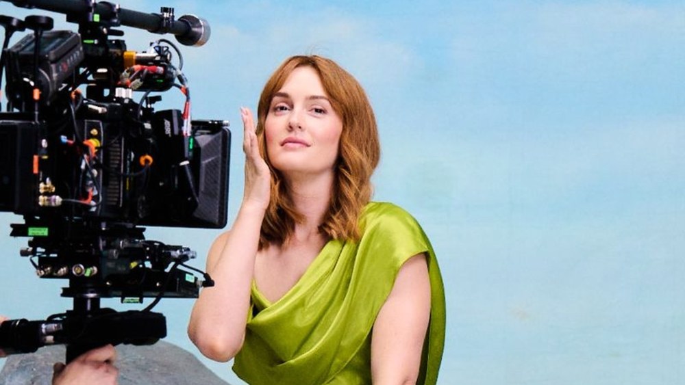 Leighton Meester for Bubble Skincare campaign in a green dress