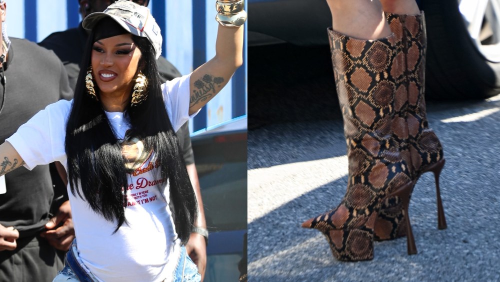Cardi B was spotted wearing Thom Solo boots on Thursday in Los Angeles, California.