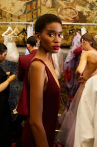 Backstage at the Carolina Herrera spring 2026 ready-to-wear show at New York Fashion Week.
