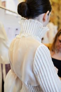 Backstage at the Carolina Herrera spring 2026 ready-to-wear show at New York Fashion Week.