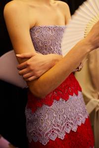 Backstage at the Carolina Herrera spring 2026 ready-to-wear show at New York Fashion Week.