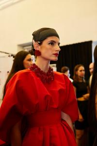 Backstage at the Carolina Herrera spring 2026 ready-to-wear show at New York Fashion Week.