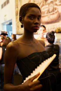 Backstage at the Carolina Herrera spring 2026 ready-to-wear show at New York Fashion Week.
